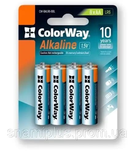 Батарейки ColorWay Alkaline Power LR-06/блістер 8шт — купити | Канцелярський Сад