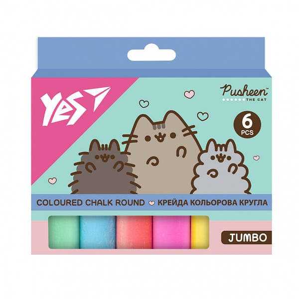 Крейда кольор. "Yes" №400559 6шт Jumbo Pusheen — купити | Канцелярський Сад