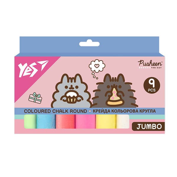 Крейда кольор. "Yes" №400562 9шт Jumbo Pusheen — купити | Канцелярський Сад