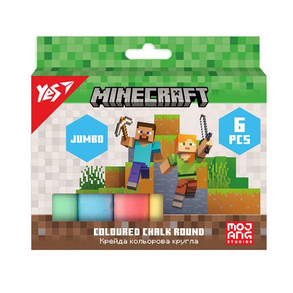 Крейда кольор. "Yes" №400558 6шт Jumbo Minecraft — фото товару | Канцелярський Сад