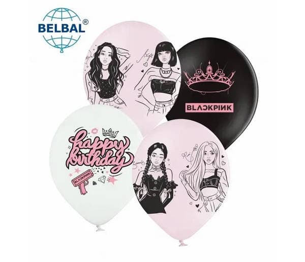 Кулька повітр. латексна 12"/30см "Happy Birthday" K-Pop BlackPink/BelBal — фото товару | Канцелярський Сад
