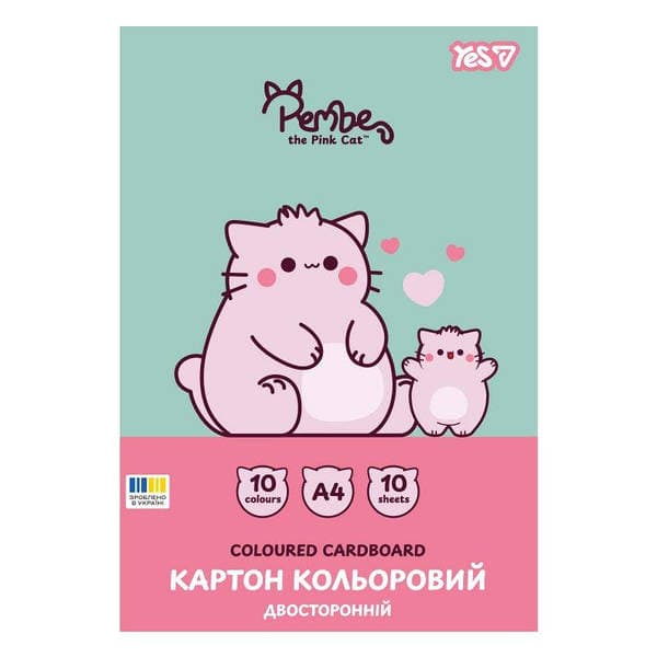 Картон кольор. А4 двостор.10арк. Pembe the Cat №956963/Yes — фото товару | Канцелярський Сад