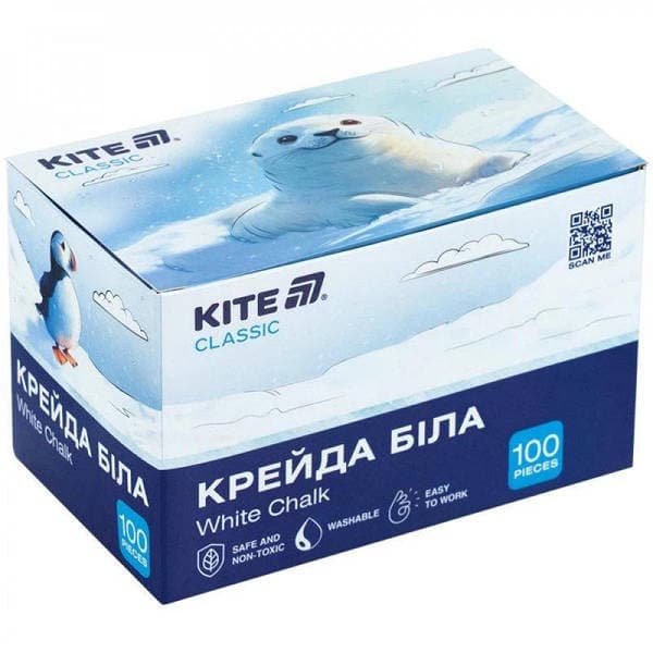 Крейда біла "Kite" №K-079-100 100шт круг. Classic — фото товару | Канцелярський Сад