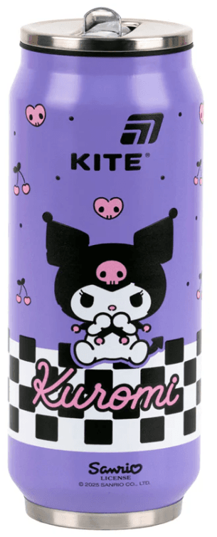 Термос з трубочкою метал. 0,5л "Kite" Kuromi №HK25-1264 — купити | Канцелярський Сад