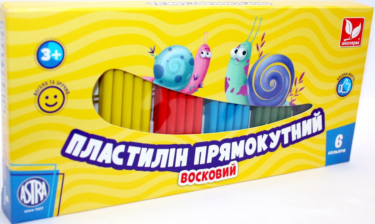 Пластилін "Школярик" 6 кольор. 130гр №303116001 — купити | Канцелярський Сад