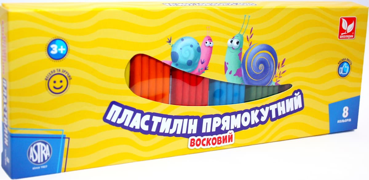 Пластилін "Школярик" 8 кольор. 180гр №303116002 — купити | Канцелярський Сад
