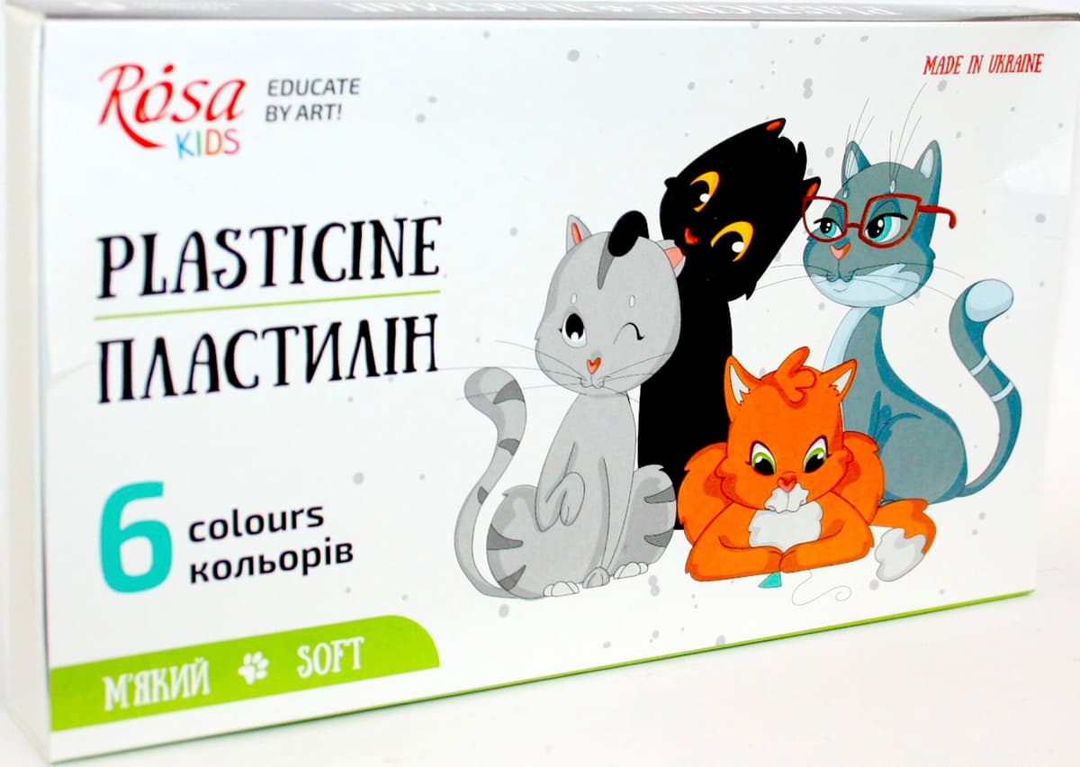 Пластилін "ROSA Kids" Cats 6кольор. зі стеком,96гр №302101 — купити | Канцелярський Сад