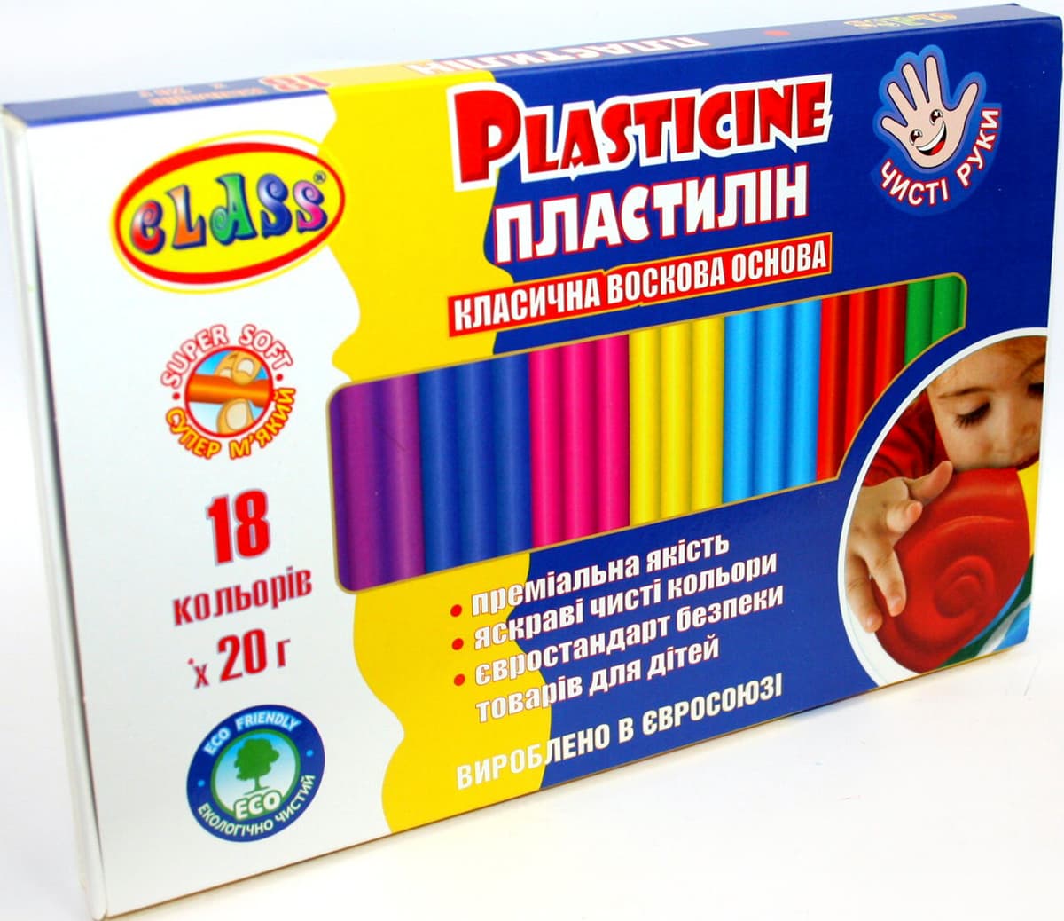 Пластилін "Class" МАХІ 18 кольор.х 20гр №7660С — купити | Канцелярський Сад