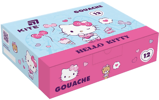 Гуаш "Kite" 12кольор. 20мл №HK25-063 "Hello Kitty" — купити | Канцелярський Сад