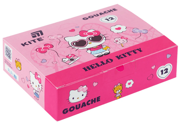 Гуаш "Kite" 12кольор. 20мл №HK26-063 "Hello Kitty" — купити | Канцелярський Сад