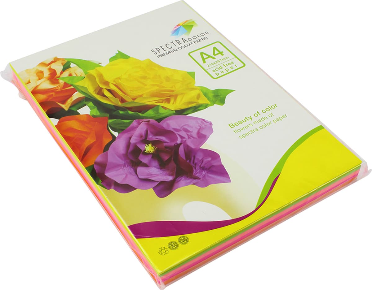 Папір кольор. А4 75г/м неон 5х50 Spectra Color-Rainbow Pack Cyber IT 82 "O"(250шт) — купити | Канцелярський Сад