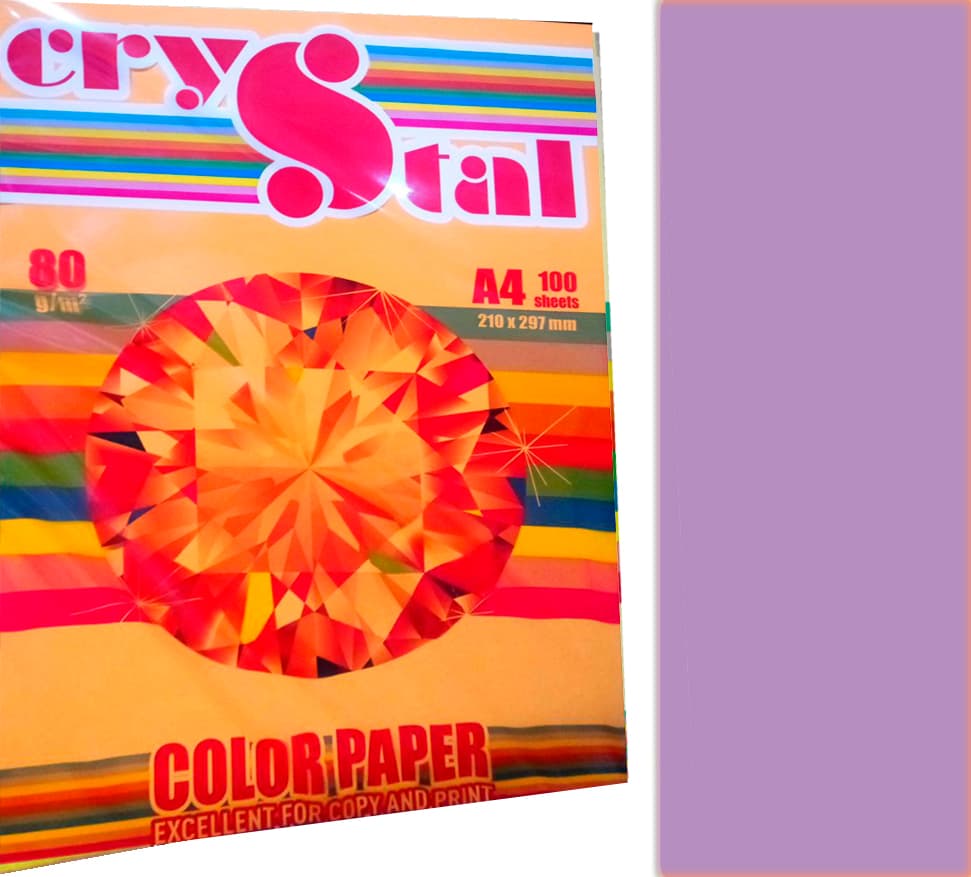 Папір кольор. А4 80г/м паст. Crystal Сolor Lavender 185 (ліловий) — купити | Канцелярський Сад