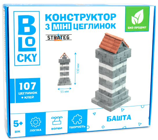 Конструктор з міні цеглинок Башта,фігурка,107дет.,в кор-ці,55х130мм №31022/Strateg — купити | Канцелярський Сад