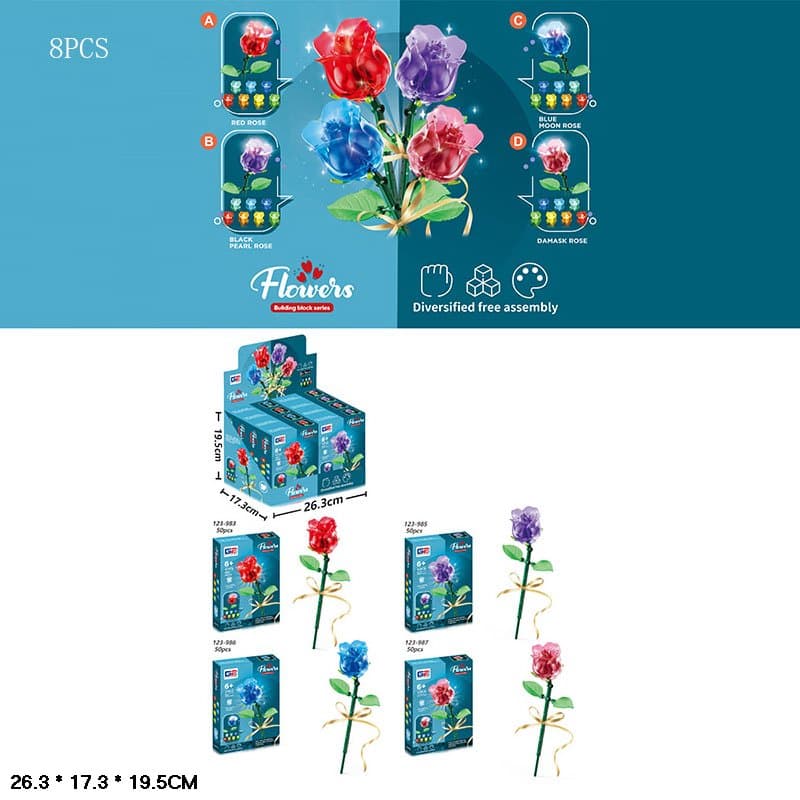 Конструктор "Flower" 504дет,в дисплеї,26.3х17.3х19.5см №123-983/985/986/987(8)(96)(192) КІ — купити | Канцелярський Сад