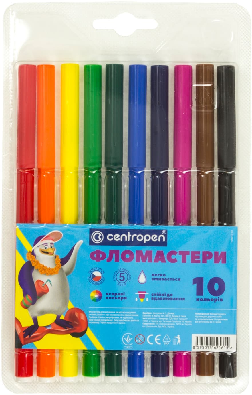 Фломастери "Centropen" 10кольор. №7790/10ТП — купити | Канцелярський Сад