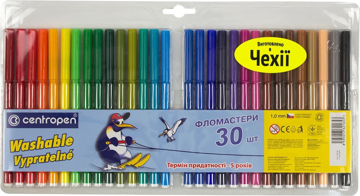 Фломастери "Centropen" 30кольор. №7790/30 — купити | Канцелярський Сад