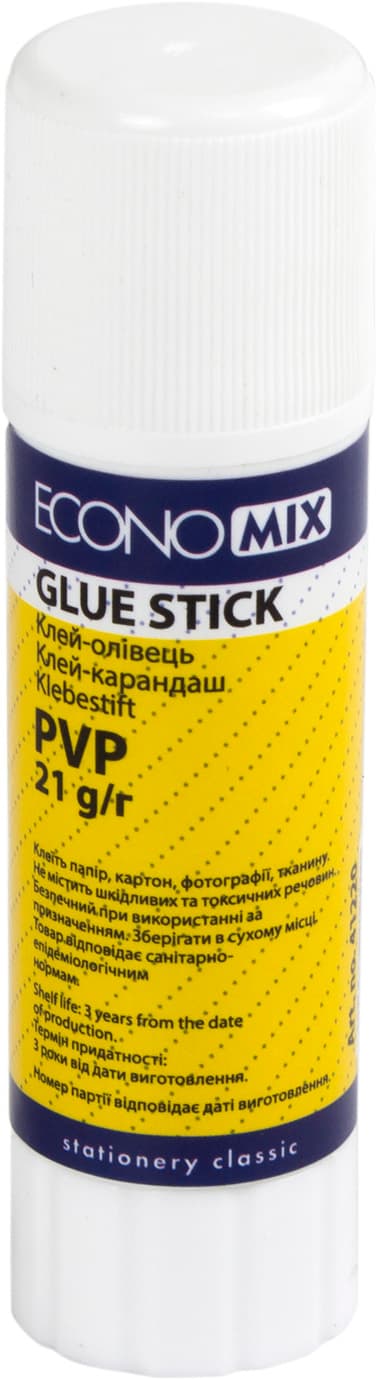 Клей-олівець "Economix" №Е41220 21гр перманент.,основа,біл.,PVP — купити | Канцелярський Сад