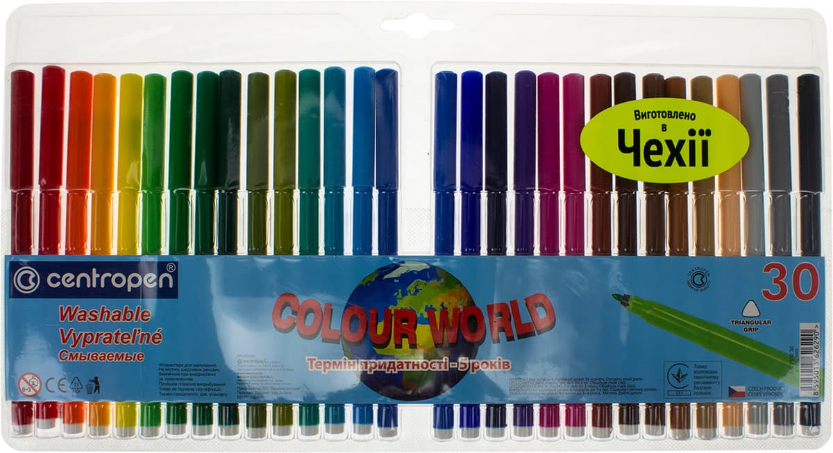 Фломастери "Centropen" 30кольор. Color World №7550/30 — купити | Канцелярський Сад