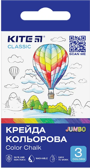 Крейда кольор. "Kite" №K-077 3кольор. Jumbo Classic — купити | Канцелярський Сад