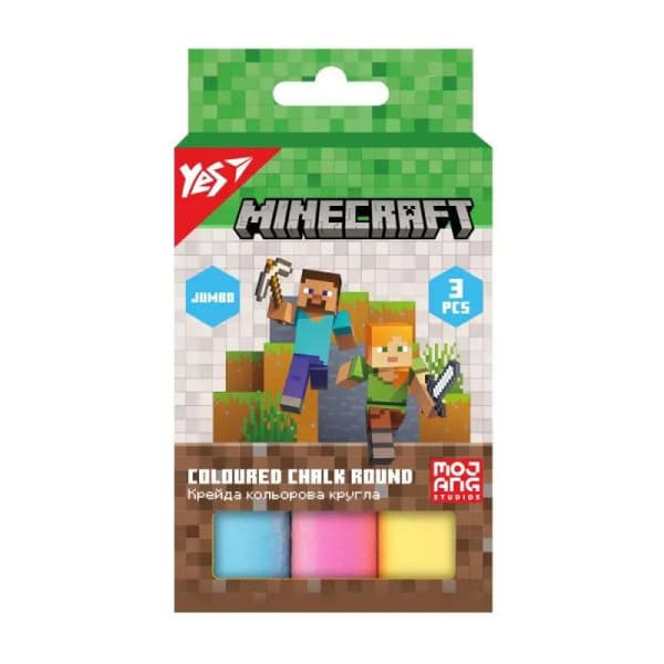 Крейда кольор. "Yes" №400552 3шт Jumbo Minecraft — купити | Канцелярський Сад