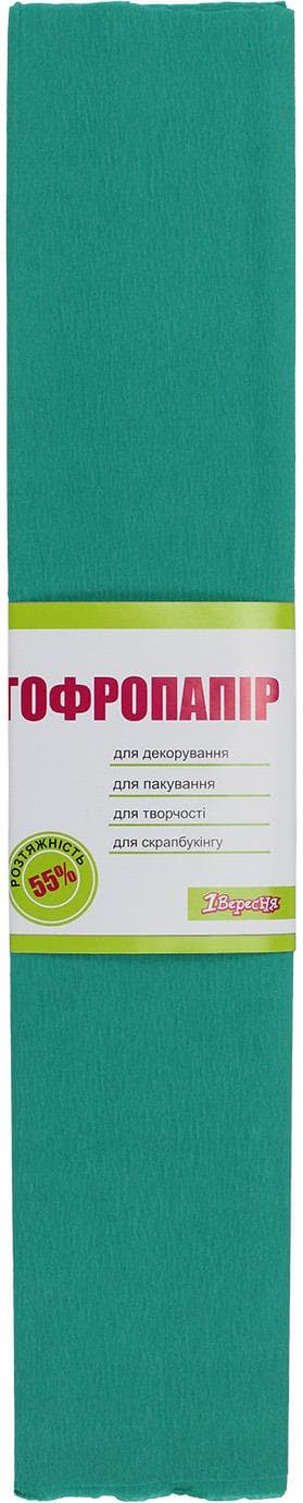 Папір гофра №5 2м х50см 55% 26,4г/м2 "1В" №701528 (зелений) — купити | Канцелярський Сад