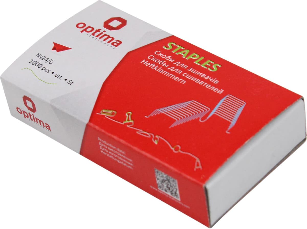 Скоби "Optima" №24/6 мідні №O40354 — купити | Канцелярський Сад