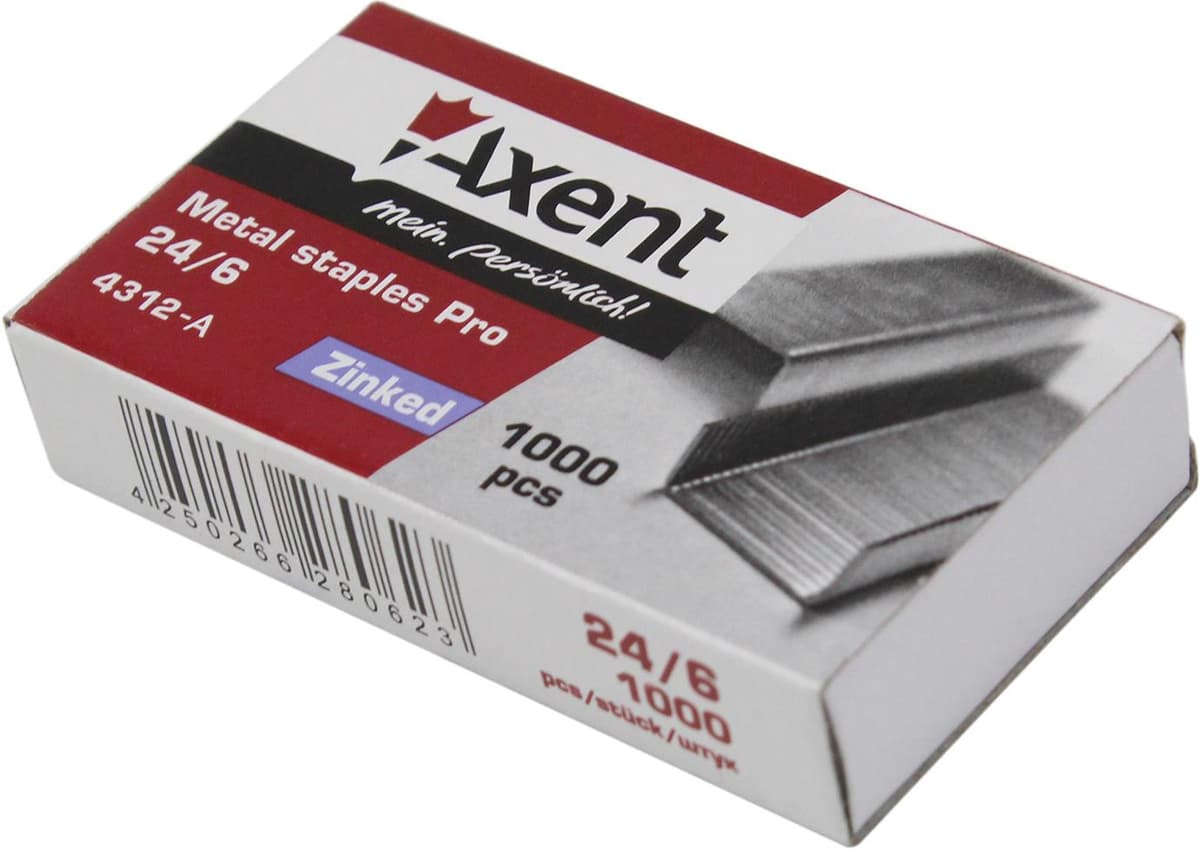 Скоби "Axent" №24/6 Pro (1000шт) №4312 — купити | Канцелярський Сад