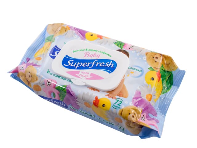 Серветки вологі Super Fresh Ромашка Дитячі 72шт,з клапаном №8044 — купити | Канцелярський Сад