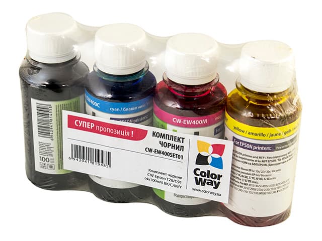 Чорнило к-кт ColorWay Epson T26/C91 4х100мл black,cyan,magenta,yellow — купити | Канцелярський Сад
