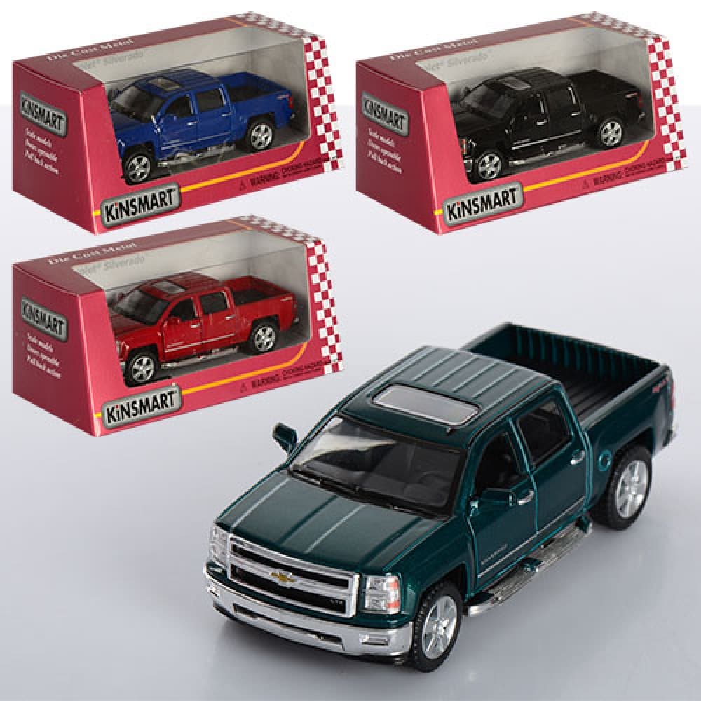Машина метал. "Kinsmart" Chevrolet Silverado 2014,4види,в кор-ці,16х8,5х7см №KT5381W — купити | Канцелярський Сад