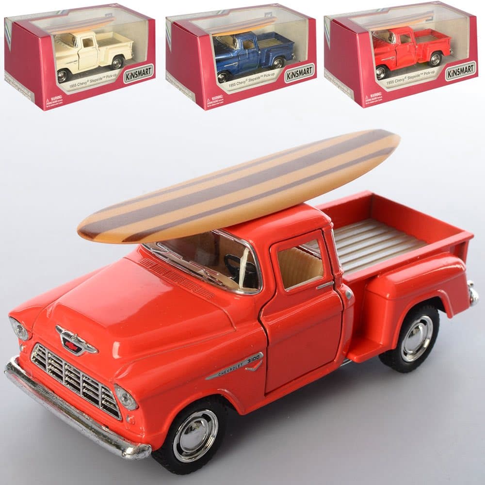 Машина метал. "Kinsmart" Chevy Stepside Pick-up Surfboard 1955,в кор-ці,16х7,5х8см — купити | Канцелярський Сад