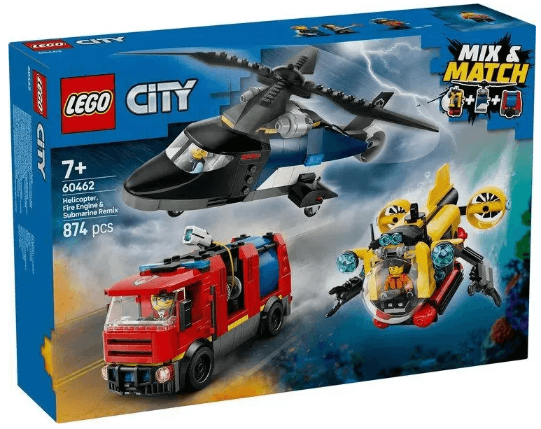 Конструктор "LEGO" City Ремікс вертольотів, пожежних машин і підводних човнів №60462 — купити | Канцелярський Сад