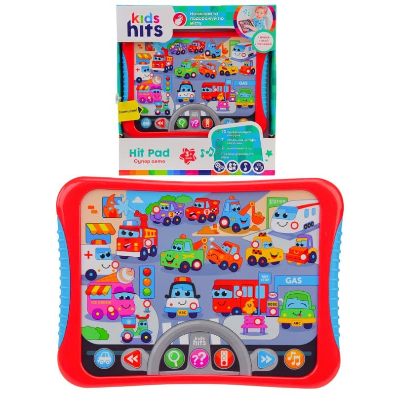 Планшет "Kids Hits" Супер авто,звуки авто.,правила дорожнього руху,гра №KH01/008(48) КІ — купити | Канцелярський Сад