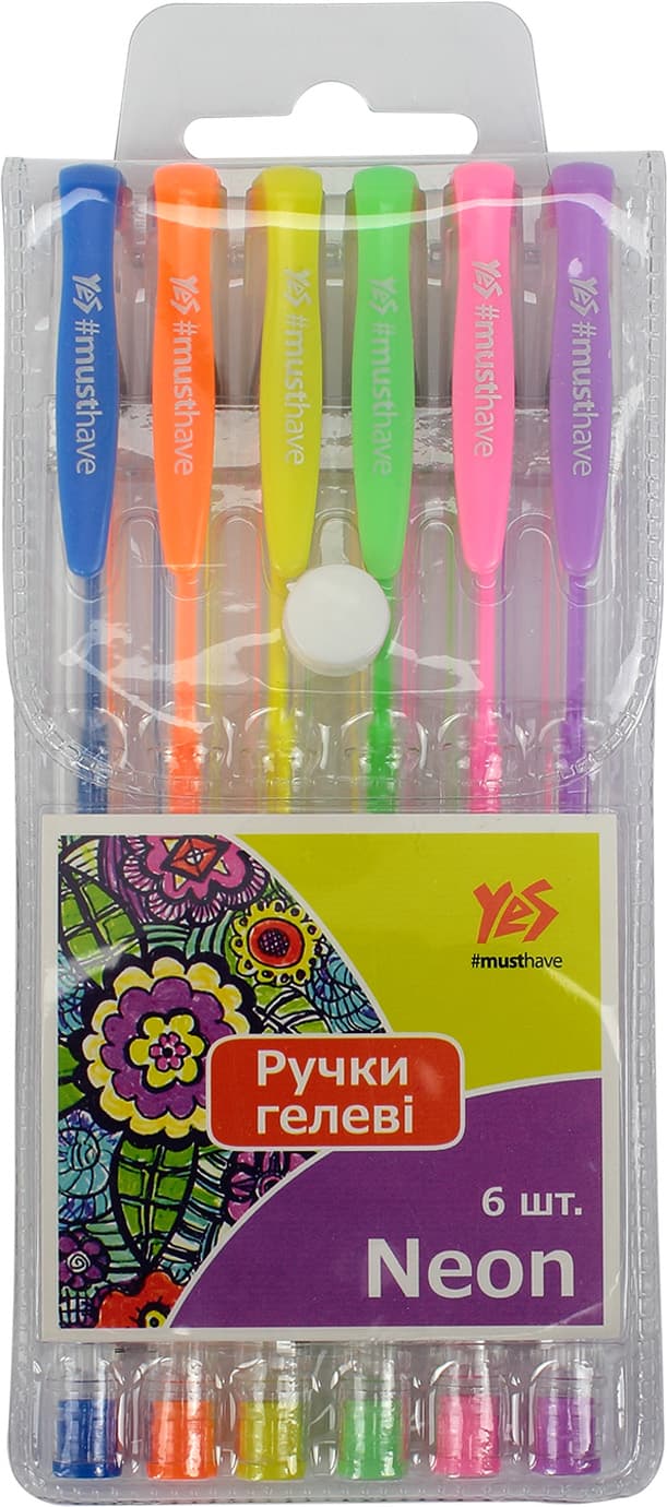 Набір ручок гел. "Yes" №411706 Neon 6кольор. — купити | Канцелярський Сад
