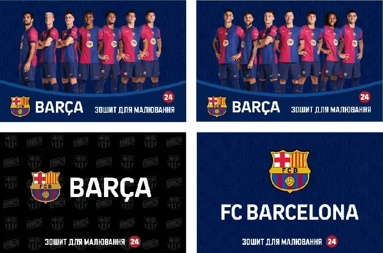 Альбом для малюв. на скобі 24арк. софт тач + УФлак "FC Barcelona" №BC25-242/Kite — купити | Канцелярський Сад