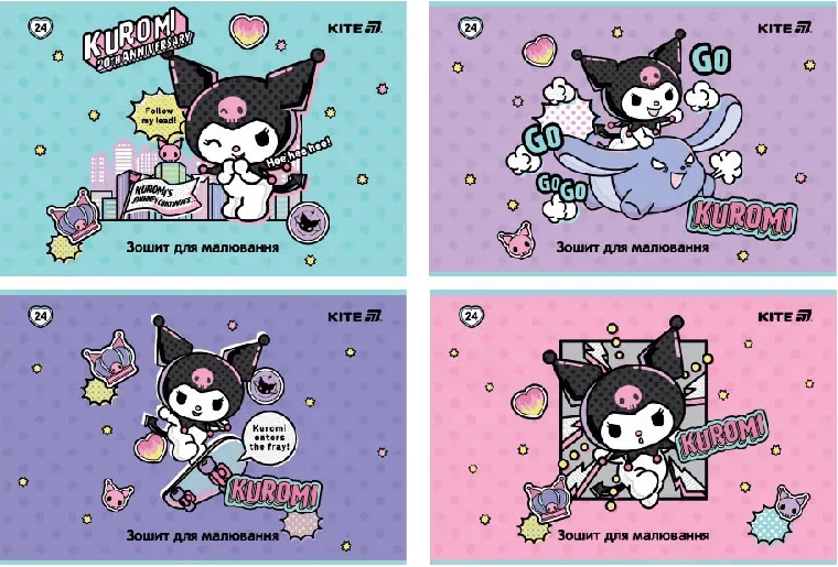 Альбом для малюв. на скобі 24арк. софт тач+УФ лак "Hello Kitty" №HK25-242-2/Kite — купити | Канцелярський Сад