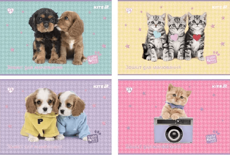 Альбом для малюв. на скобі 24/100 А4 "Studio Pets" софт тач+УФ лак №SP25-242/Kite — купити | Канцелярський Сад