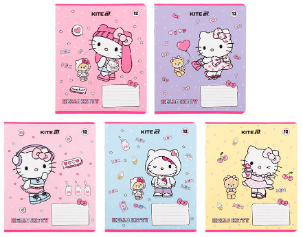 Зошит 12арк. кліт. "Kite" гібрид лак+УФ лак Hello Kitty №HK25-232-1 — купити | Канцелярський Сад