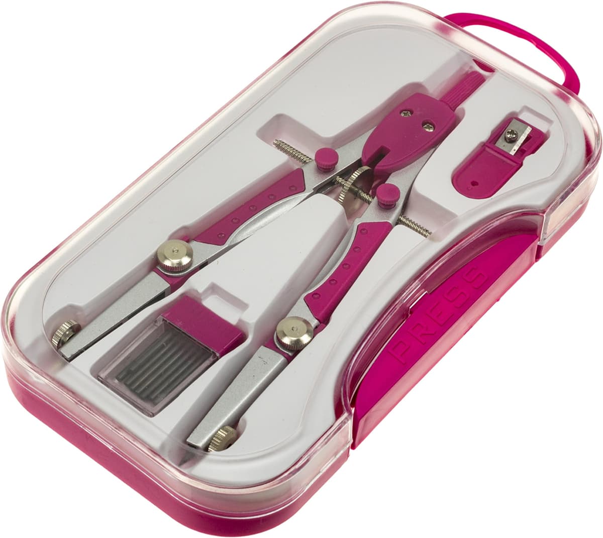 Циркуль "CoolForSchool" Radius+ грифелі,точилка,рожевий,у футлярі №CF81439 — купити | Канцелярський Сад
