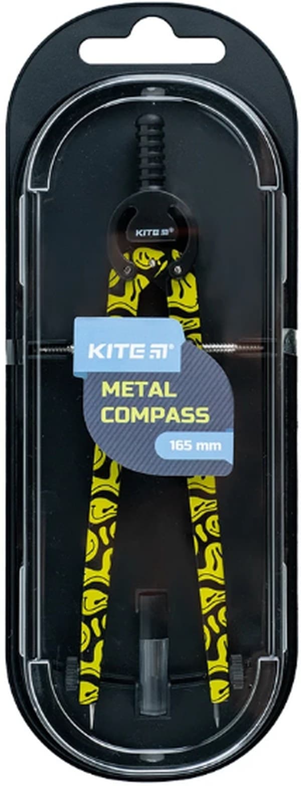 Циркуль "Kite" метал. з принтом,+грифель,жовтий у футлярі №K24-415-1 — купити | Канцелярський Сад