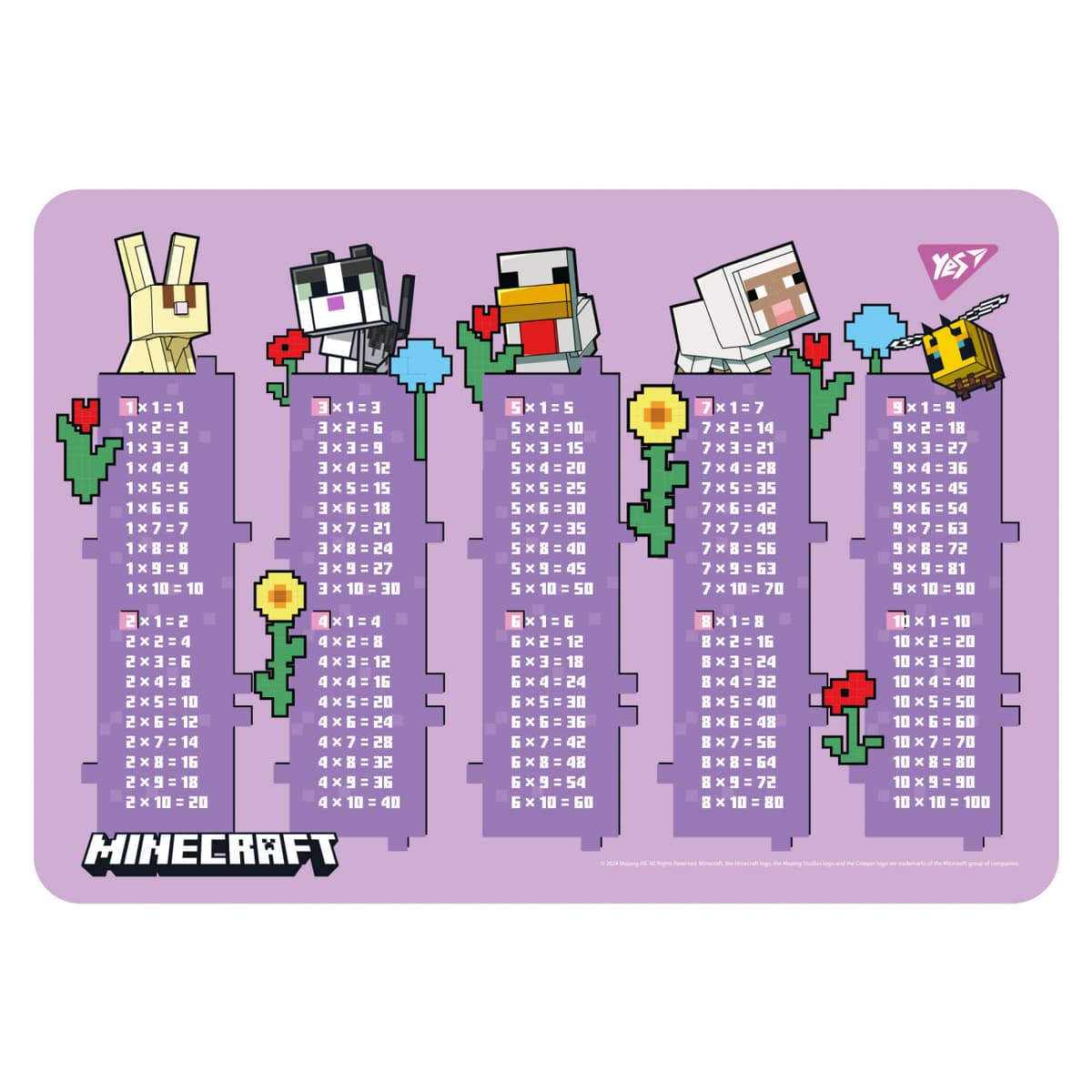 Підкладка для столу "Yes" №492322 Minecraft.Spring табл. множ.,фіолетова 42,5х29,5см — фото товару | Канцелярський Сад