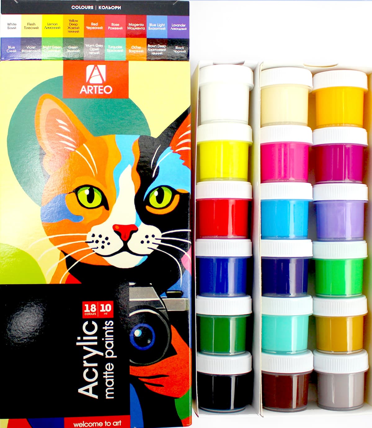 Набір акрил. фарб "Arteo" ColorCat 18х10мл матовий №322112009 — купити | Канцелярський Сад