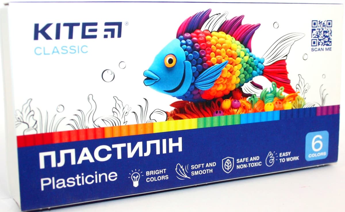Пластилін "Kite" Classic 6 кольор. 120гр №K-081 — купити | Канцелярський Сад