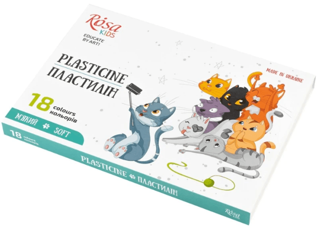 Пластилін "ROSA Kids" Cats 18 кольор. зі стеком,288гр №302103 — купити | Канцелярський Сад