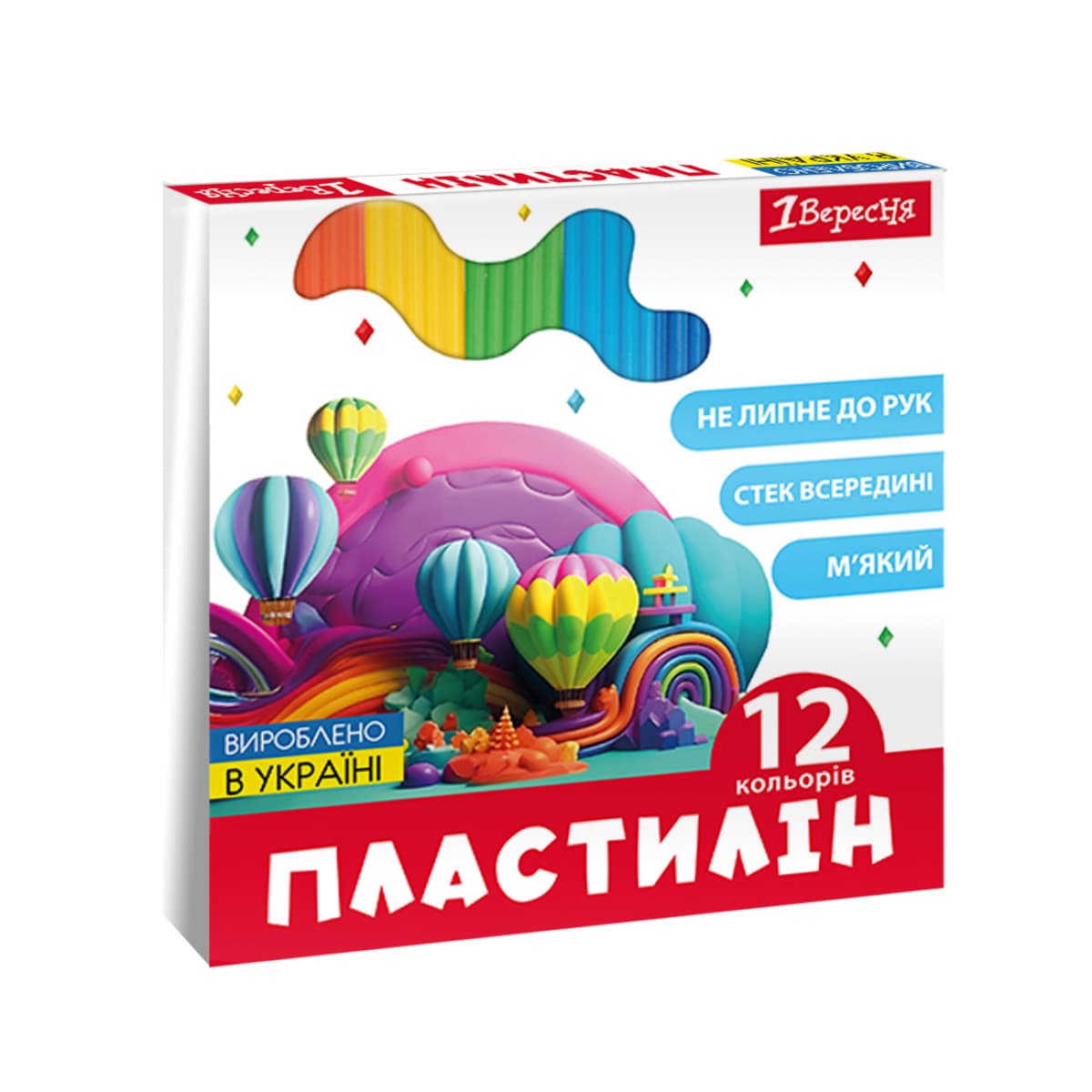 Пластилін "1В" Classic 12 кольор. 240гр №540671 — купити | Канцелярський Сад