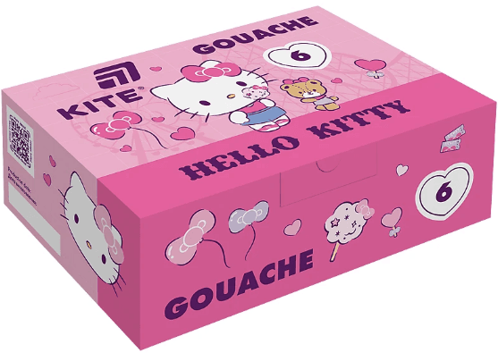 Гуаш "Kite" 6кольор. 20мл №HK25-062 "Hello Kitty" — фото товару | Канцелярський Сад