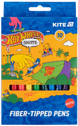 Фломастери "Kite" 10кольор. Hot Wheels Skate №HW25-455 — купити | Канцелярський Сад