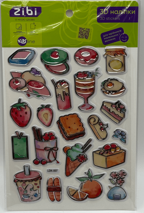 Наліпка 3D "Смаколики" 19см, KIDS Line №ZB.63408/Zibi — купити | Канцелярський Сад