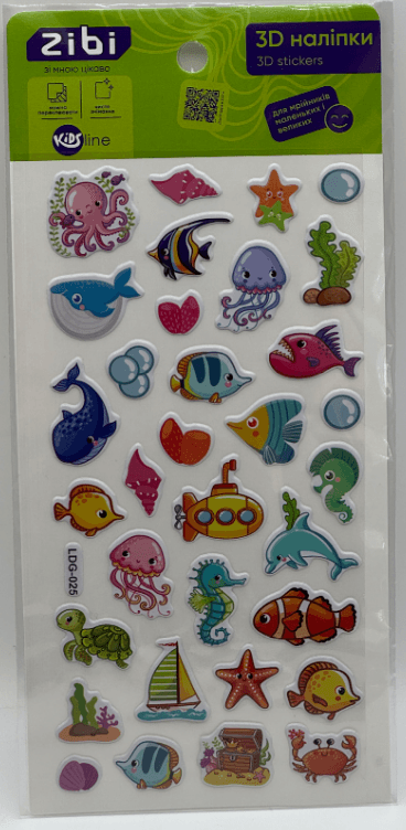 Наліпка 3D "Морські рибки" 22см, KIDS Line №ZB.63319/Zibi — купити | Канцелярський Сад