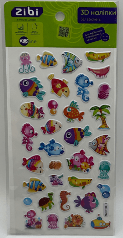 Наліпка 3D "Рифові рибки" 18см, KIDS Line №ZB.63320/Zibi — купити | Канцелярський Сад